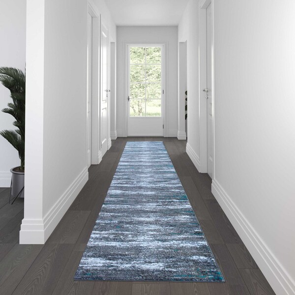 Flash Furniture 3' x 16' Turquoise Distressed Olefin Area Rug OKR-RG1102-316-TQ-GG - main
